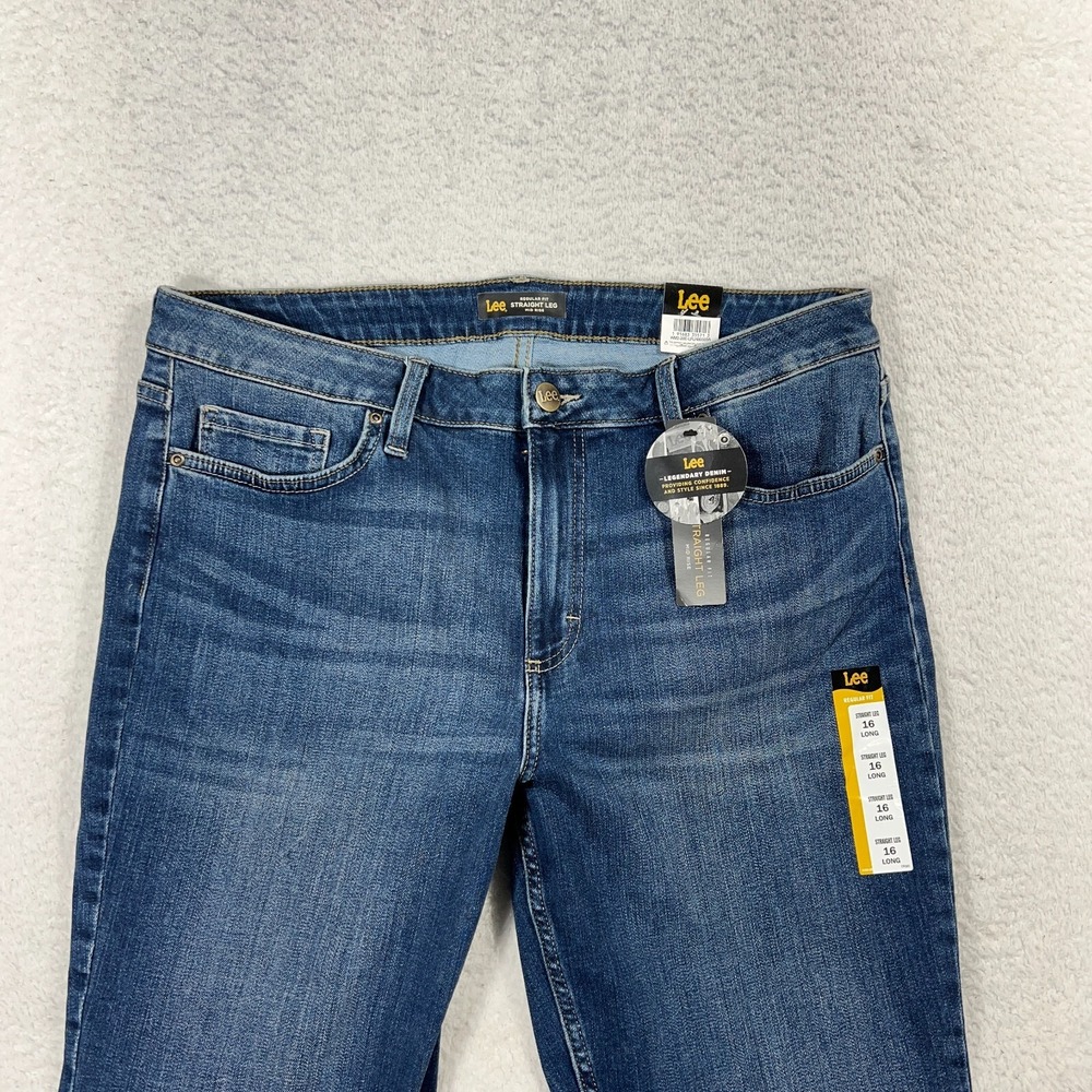 Lee Women's Jeans 16 (35x31) Regular Fit Mid Rise Straight Leg Blue Denim - Picture 4 of 12